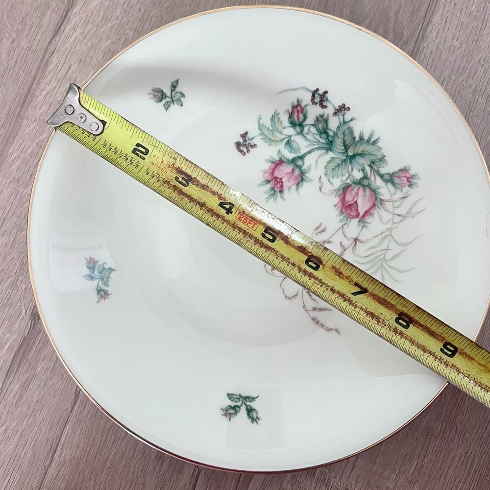 4 PCs H&C HEINRICH & COMPANY Germany Pink Roses Gold Trim 9